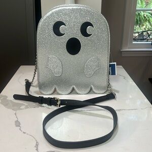 Mad Engine Ghost Purse Silver Glitter Boo Crossbody Sparkle NWT